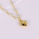 Kit Gargantilha Pérola e Coração + Brinco Pérola em Formato de Coração