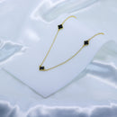 Kit Colar + Brinco Trevo Preto Argolinha