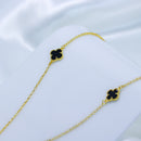 Kit Colar + Brinco Trevo Preto Argolinha