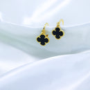 Kit Colar + Brinco Trevo Preto Argolinha