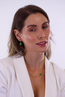 Brinco Trevo Verde Argolinha