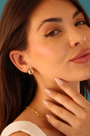 KIT Colar Orgânico de Coração + Brinco Esfera Liso