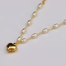 Kit Gargantilha Pérola e Coração + Brinco Pérola em Formato de Coração